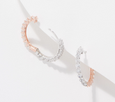 Diamonique x Udi Love Plus Two-Tone Hoop Earrings, Sterling Silver, Size 3/4"